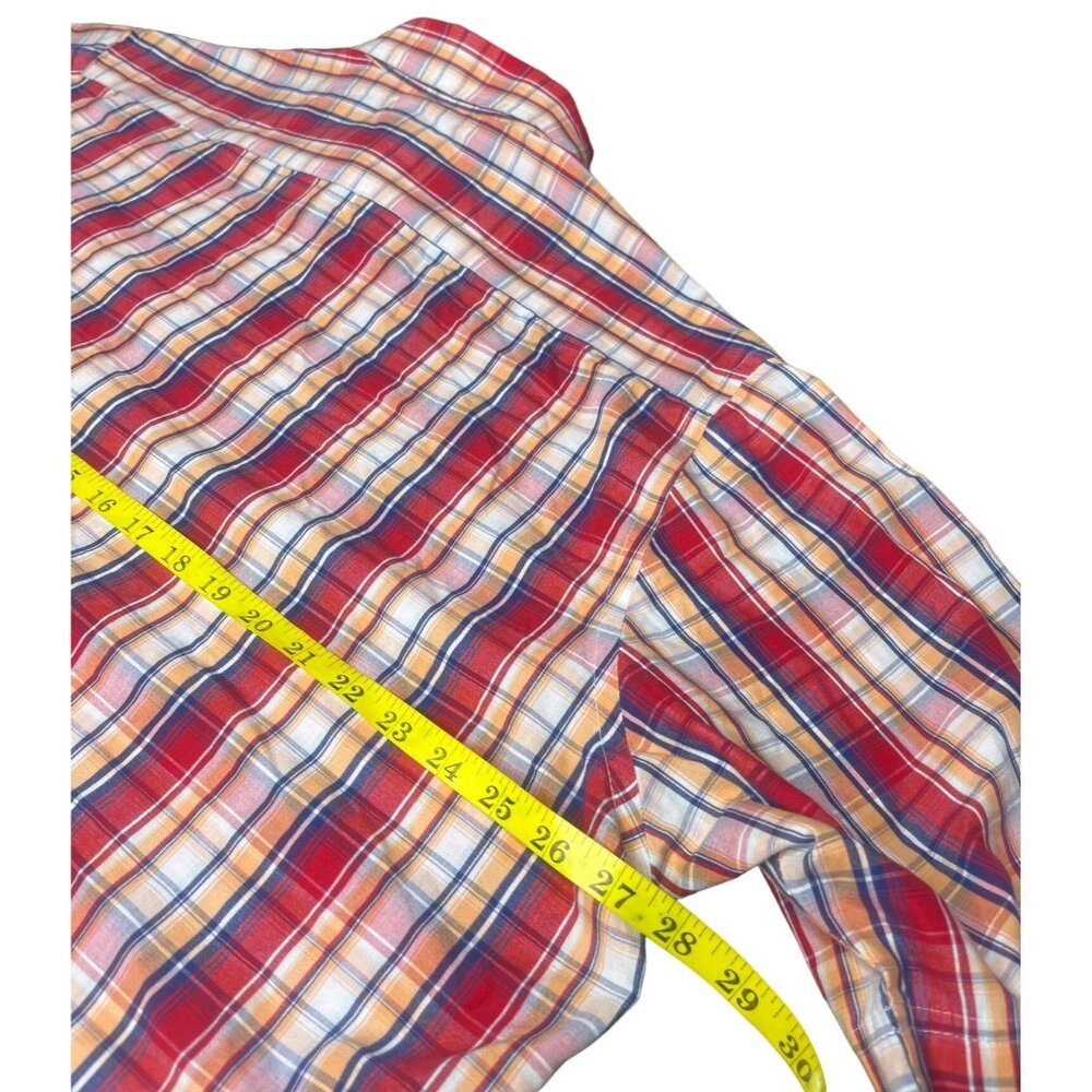 Croft & Barrow 2xL Plaid Button-Down Short Sleeves Shirt Red Blue Western Wear - Picture 7 of 13
